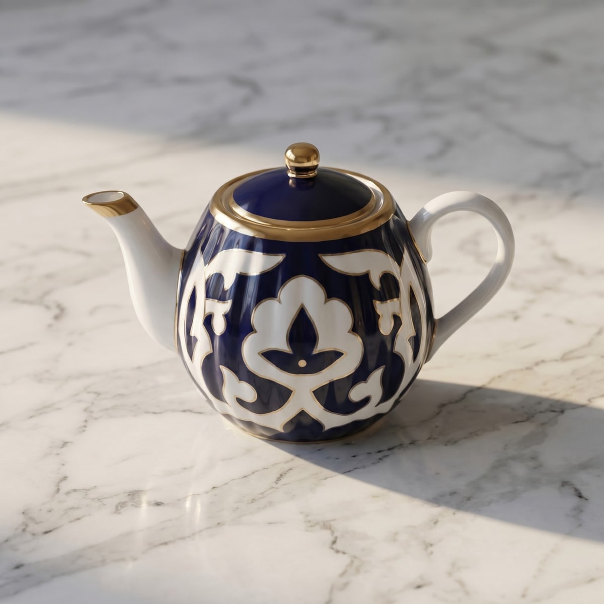 Porcelain Teapot, Small Fluted